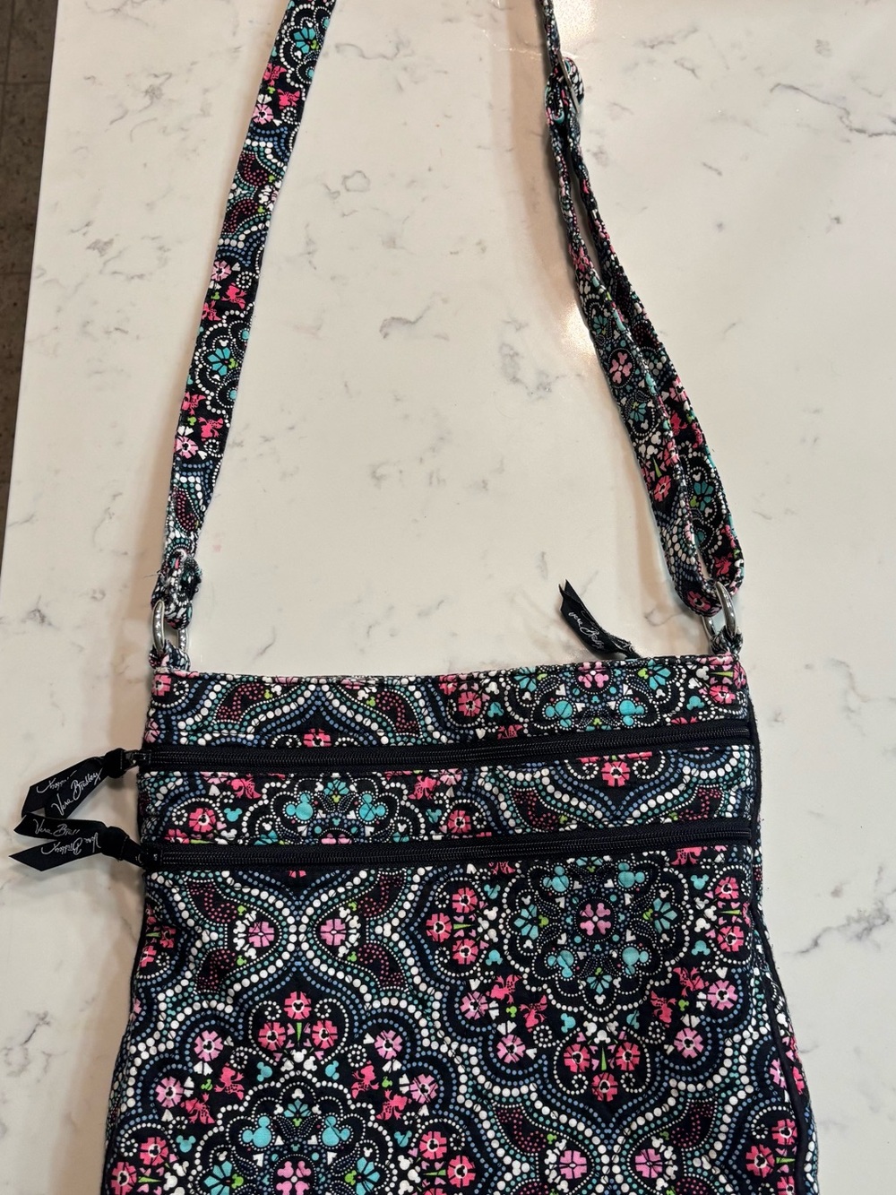 Vera Bradley Disney Crossbody Bag Mickey Floral Print Multicolor